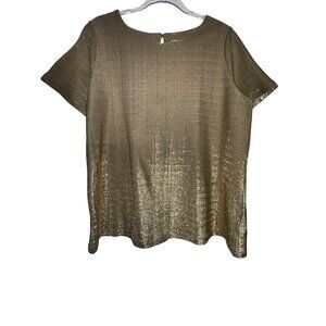 Jessica London Womens Gold Shimmer Top Size 14/16  Classic Shirt Glam Party